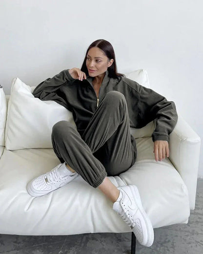 Flísová tepláková souprava se zapínáním na zip