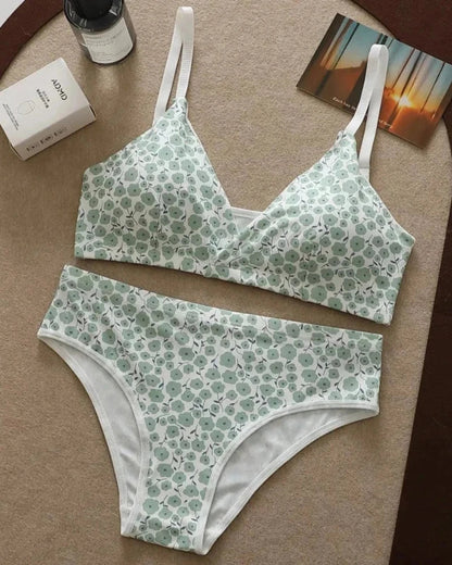 Pohodlná sada spodního prádla s květinovým vzorem