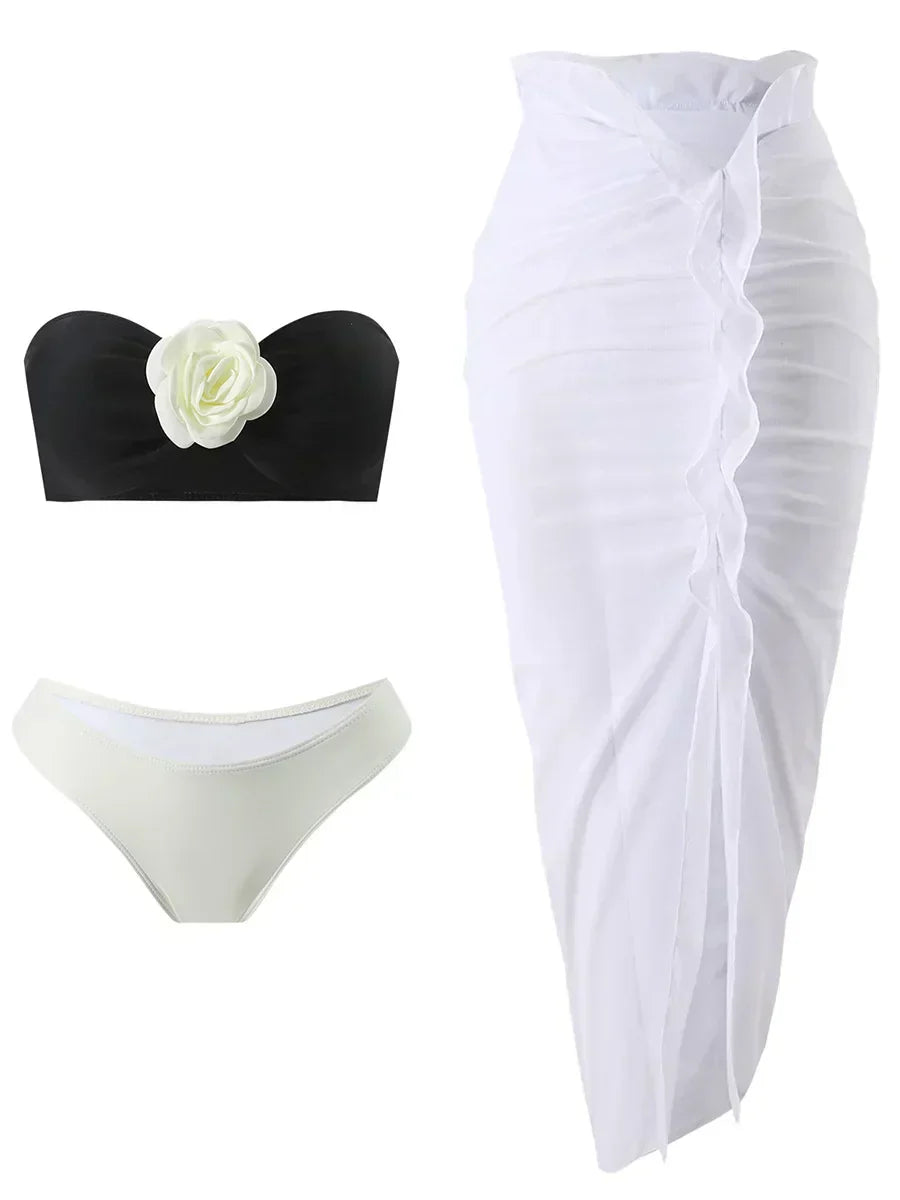 Dvoudílné plavky s průhlednou sukní