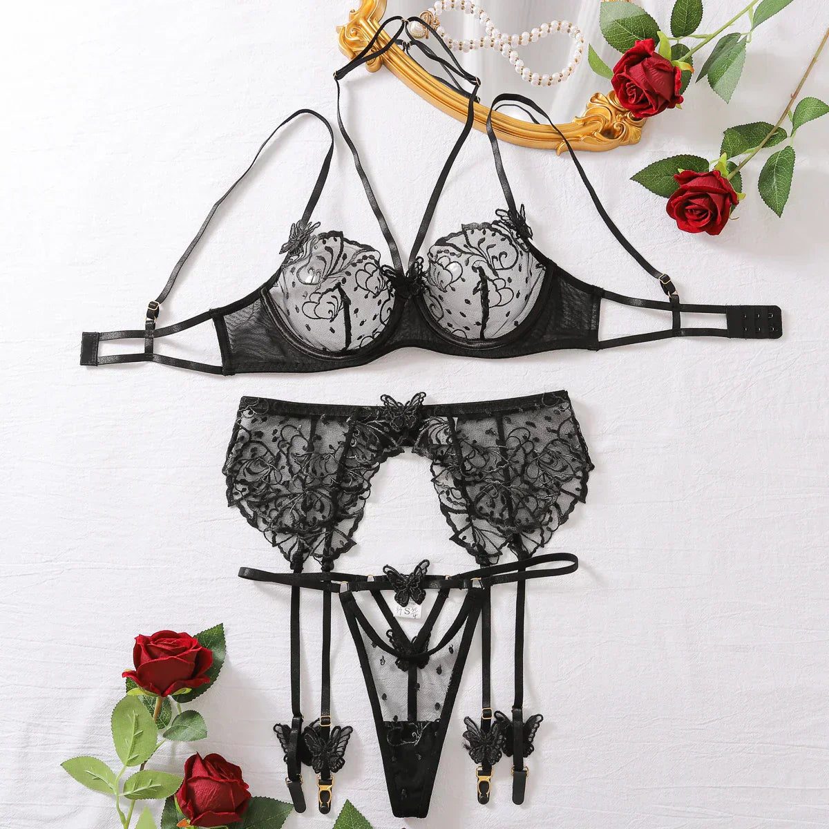 Sada spodního prádla s podvazkovým pásem