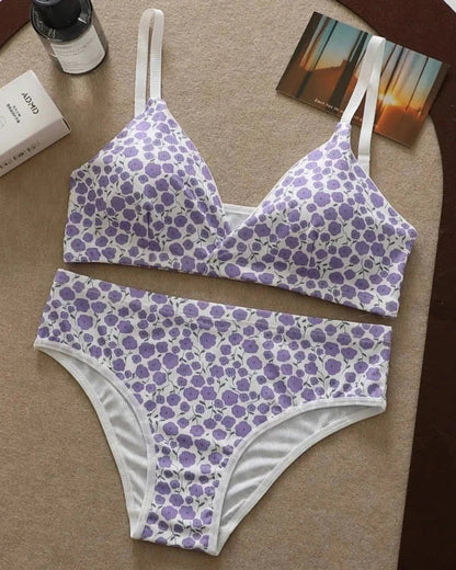 Pohodlná sada spodního prádla s květinovým vzorem