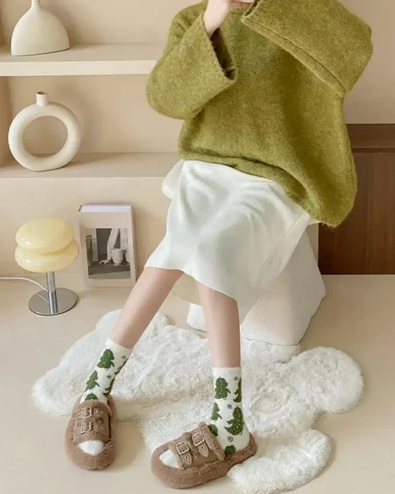 Dlouhé vzorované nadýchané dinosauří ponožky