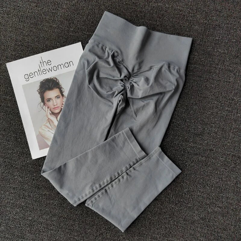 Bezešvé sportovní legíny s vysokým pasem a volánky