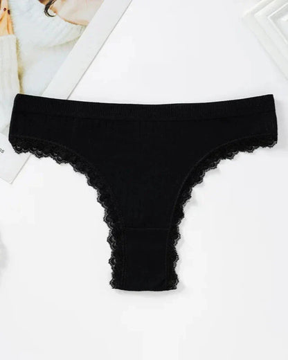 Žebrované kalhotky s ozdobnou krajkou