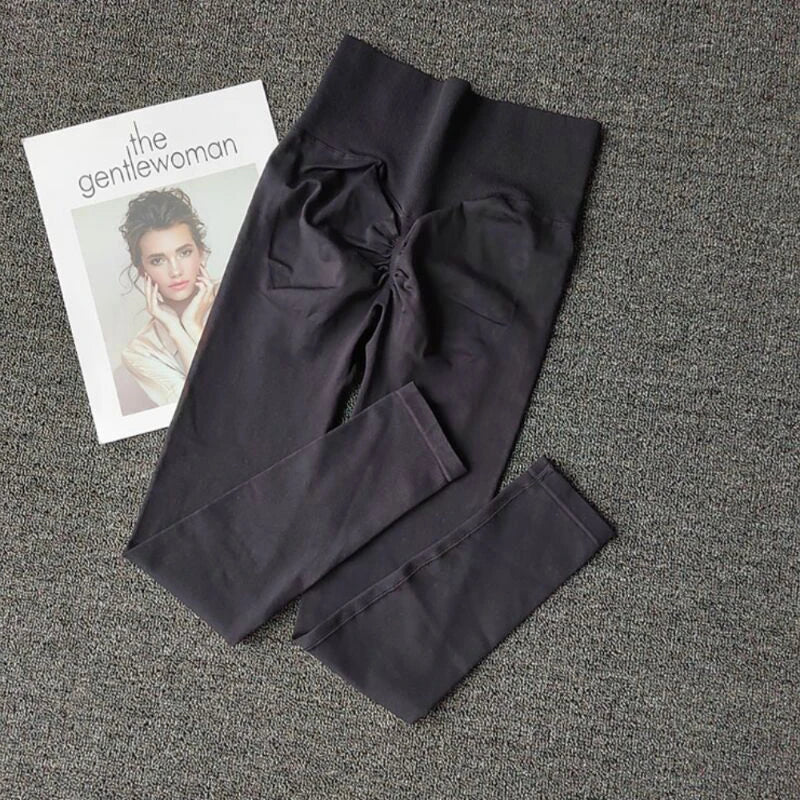 Bezešvé sportovní legíny s vysokým pasem a volánky