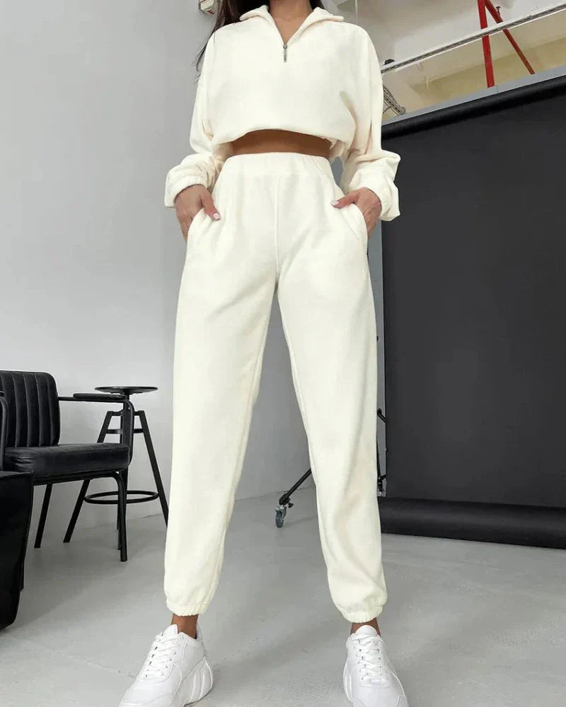 Flísová tepláková souprava se zapínáním na zip