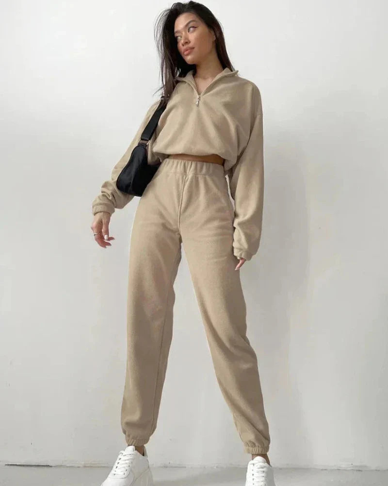 Flísová tepláková souprava se zapínáním na zip