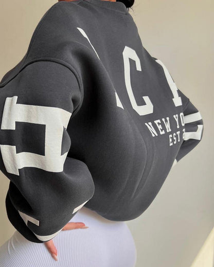 Volná oversize mikina s kulatým výstřihem