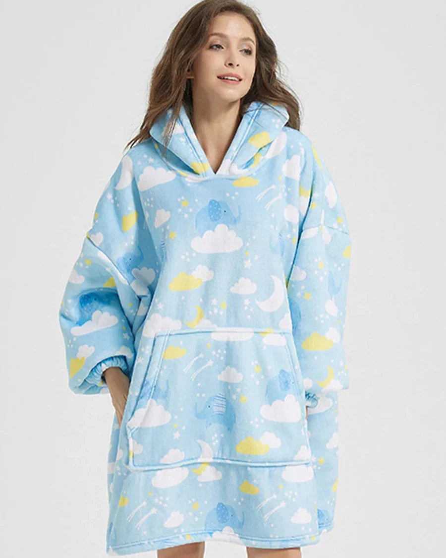 Nadýchaná oversize mikina s kapucí a kapsou