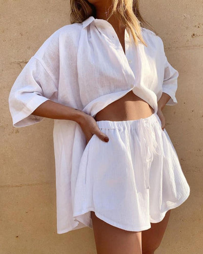 Krátké volné pyžamo s košilí