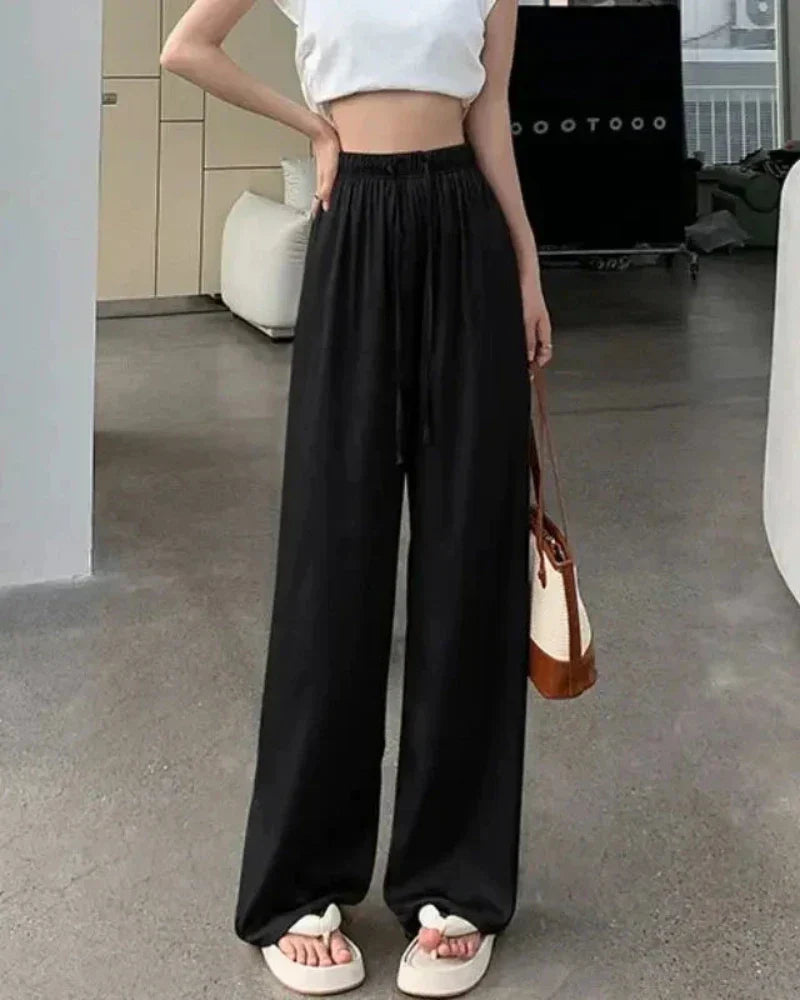 Volné dlouhé manšestrové kalhoty s širokými nohavicemi