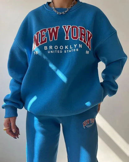 Volná oversize mikina s nápisem New York