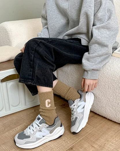 Dlouhé teplé ponožky s výšivkou