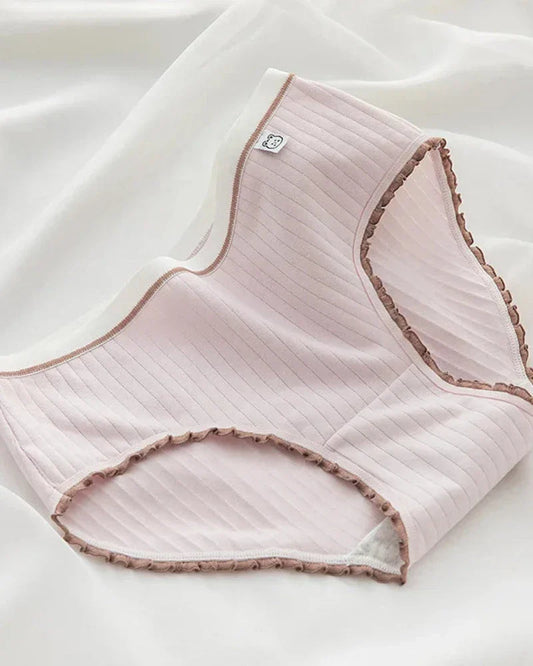 Žebrované kalhotky s ozdobnými volánky