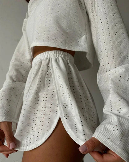 Krátká sada prolamovaného domácího oblečení