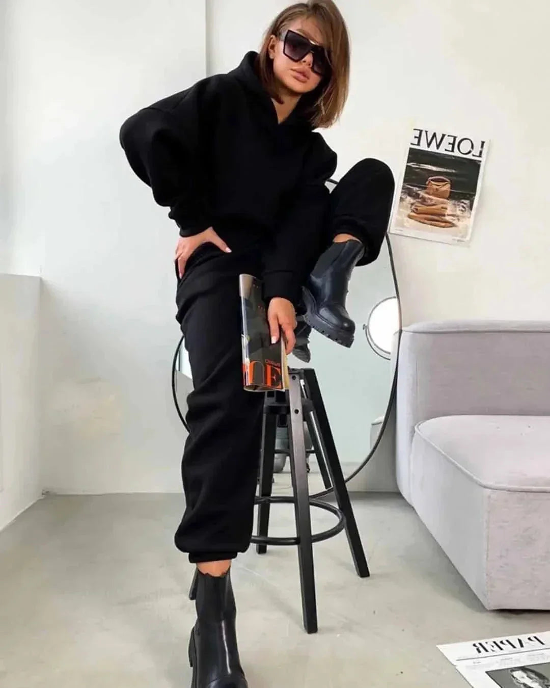 Pohodlná tepláková souprava s kapucí