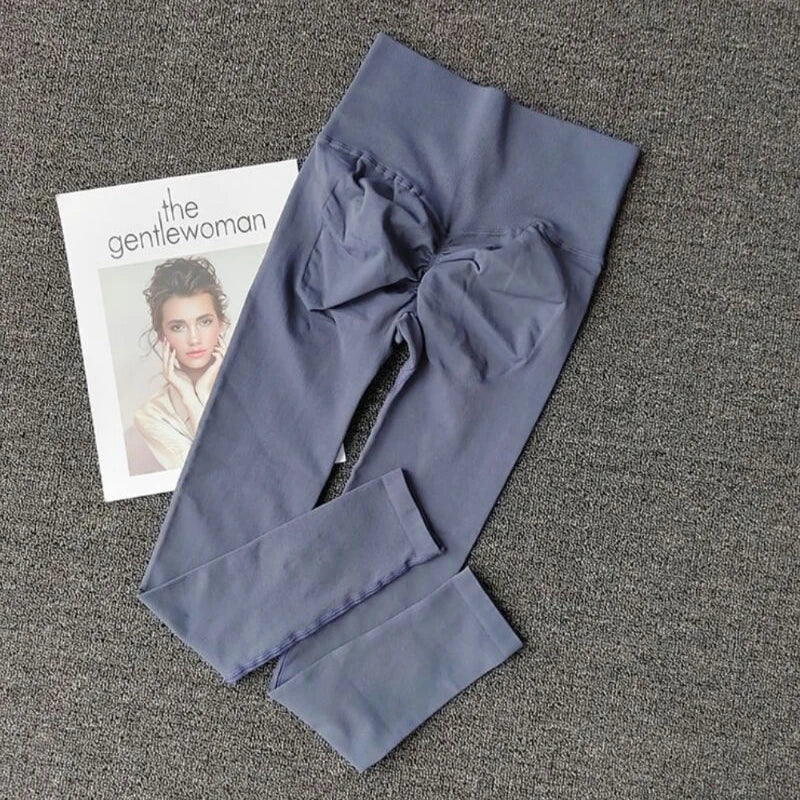 Bezešvé sportovní legíny s vysokým pasem a volánky