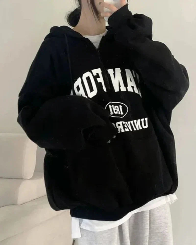 Volná mikina s kapucí Stanfordské univerzity nadměrné velikosti