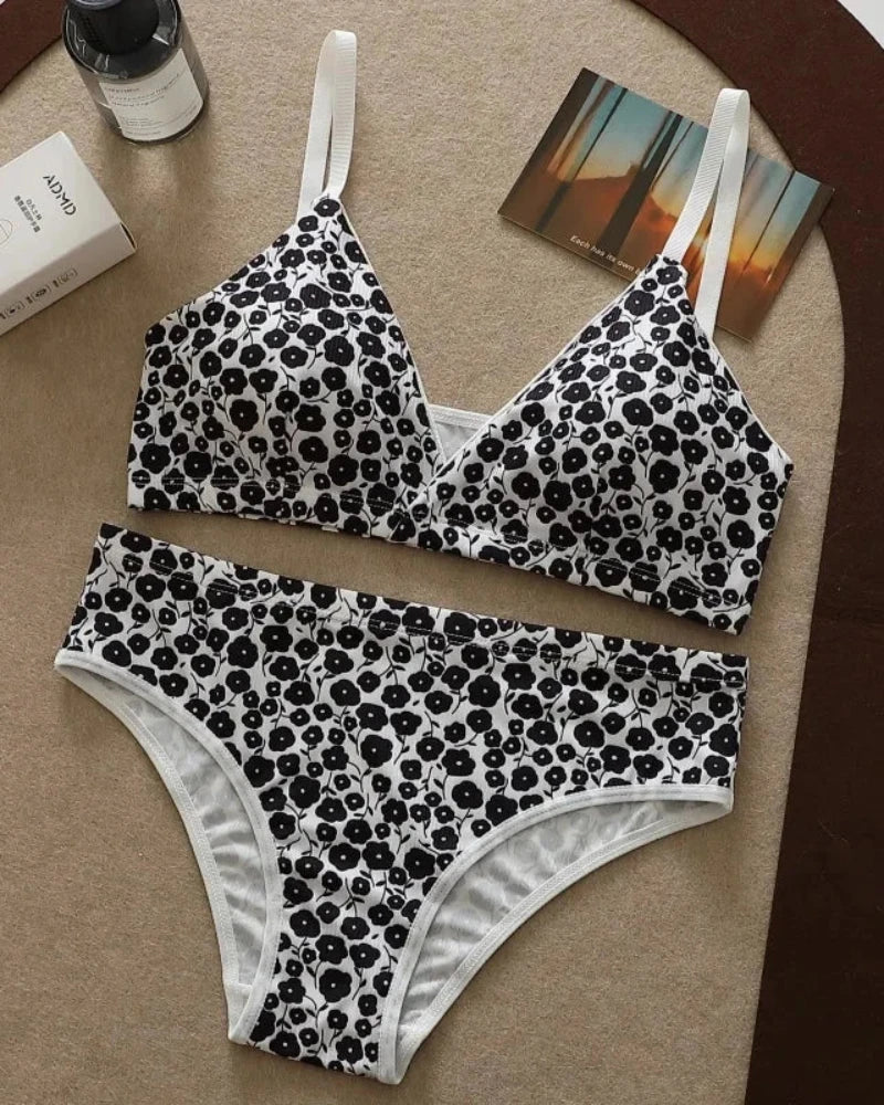 Pohodlná sada spodního prádla s květinovým vzorem