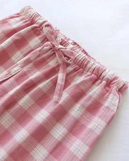 Pohodlné, volné, široké kostkované kalhoty