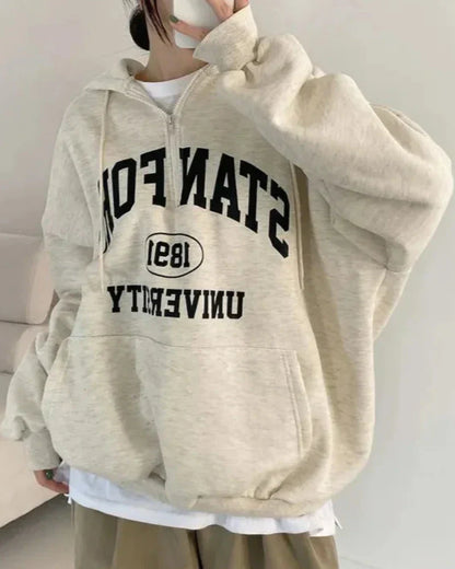 Volná mikina s kapucí Stanfordské univerzity nadměrné velikosti