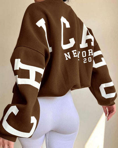 Volná oversize mikina s kulatým výstřihem