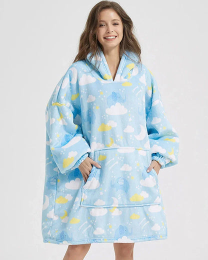 Nadýchaná oversize mikina s kapucí a kapsou