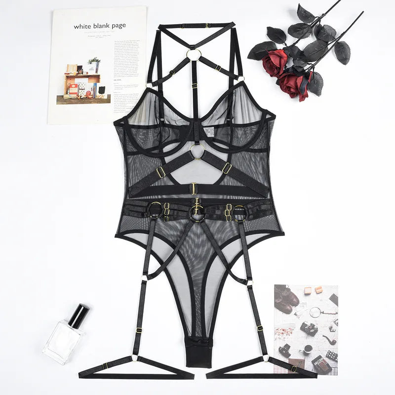 Dámské průhledné body s popruhem