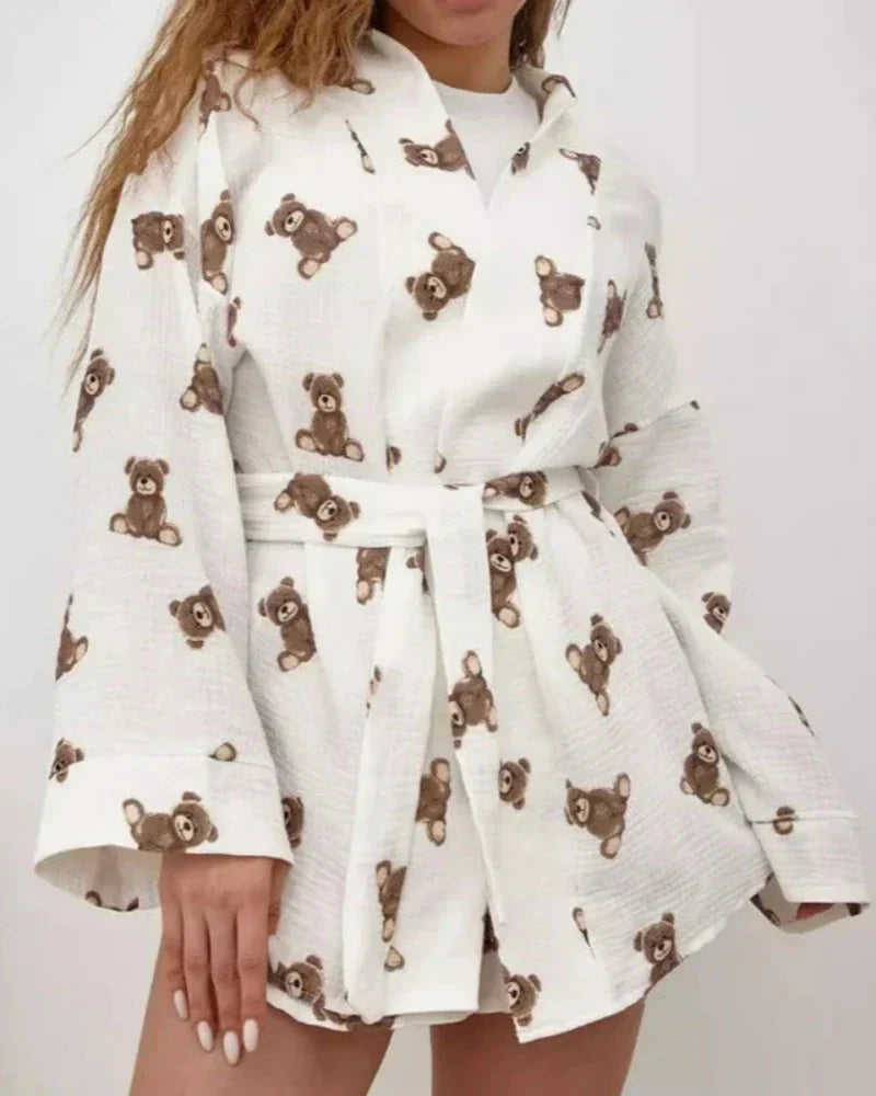 Krátká sada domácího oblečení s plyšovými medvídky