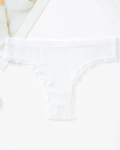 Žebrované kalhotky s ozdobnou krajkou