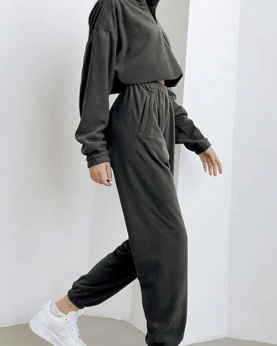 Flísová tepláková souprava se zapínáním na zip