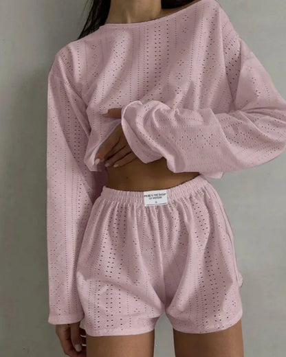 Krátká sada prolamovaného domácího oblečení