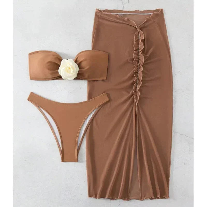 Dvoudílné plavky s maxi sukní