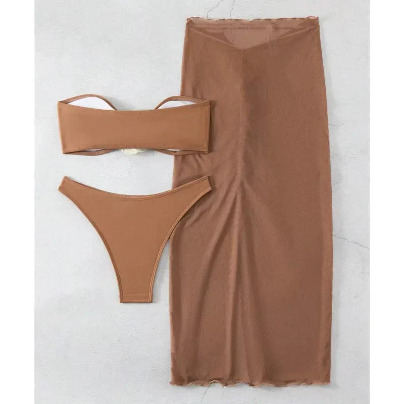 Dvoudílné plavky s maxi sukní