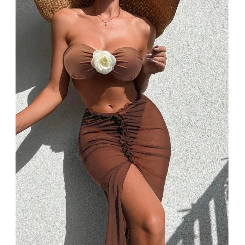 Dvoudílné plavky s maxi sukní