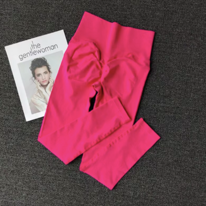 Bezešvé sportovní legíny s vysokým pasem a volánky