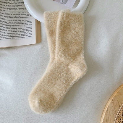 Dlouhé nadýchané dámské ponožky v pastelových barvách