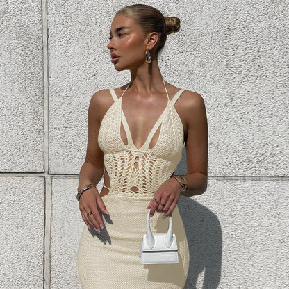 Pletené midi letní šaty