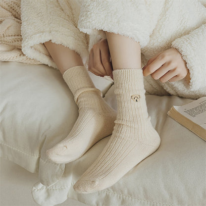 Dámské žebrované ponožky s medvídkem