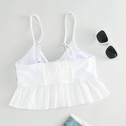 Bílá plavecká podprsenka ve formě topu