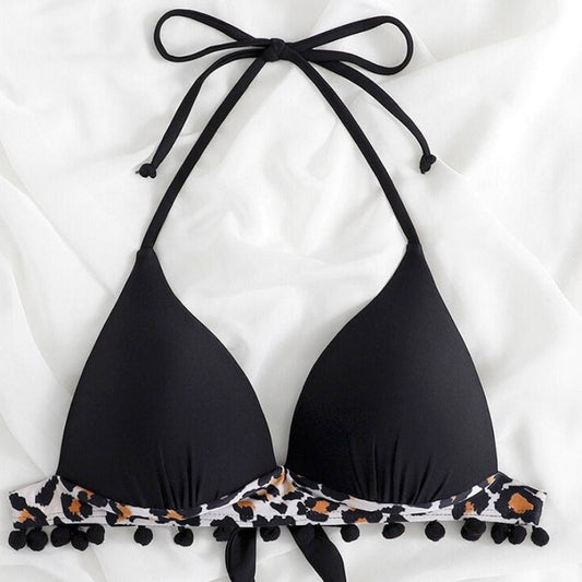 Plavková podprsenka s ramínky a bambulkami