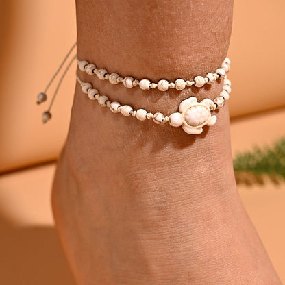 Sada dvou náramků na kotník s motivem želvy