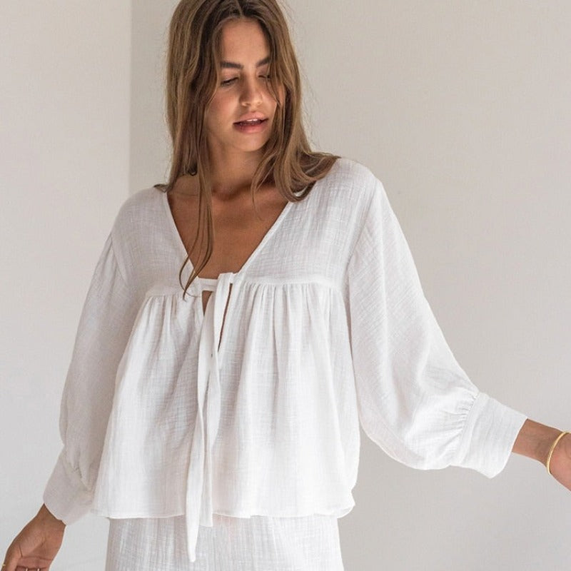 Volná bavlněná domácí souprava s úvazky