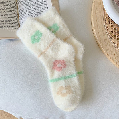 Pastelové nadýchané dámské ponožky