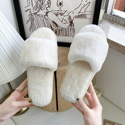 Dámské nadýchané pantofle s otevřenou špičkou