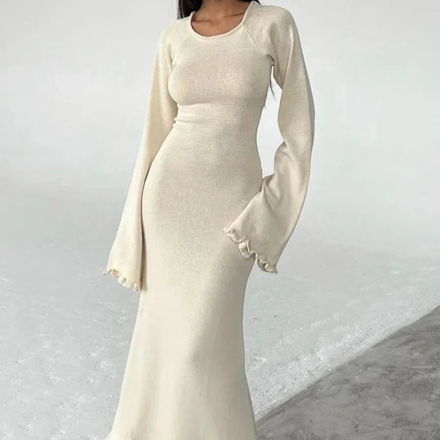 Pletené maxi šaty s odhalenými zády