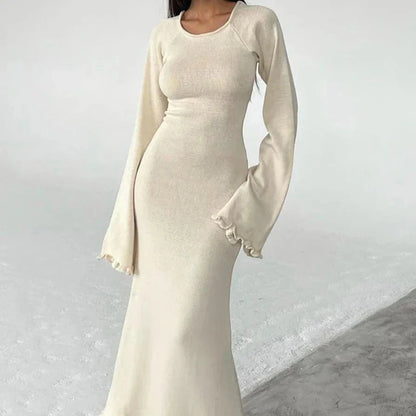 Pletené maxi šaty s odhalenými zády