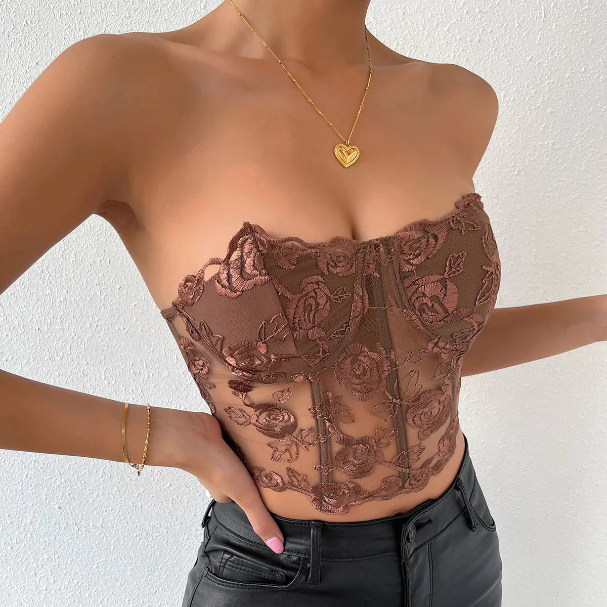Korzetová podprsenka s motivem růže