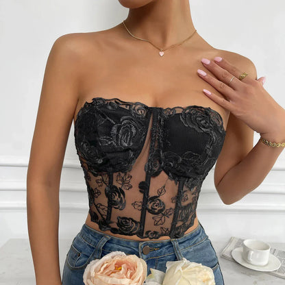 Korzetová podprsenka s motivem růže