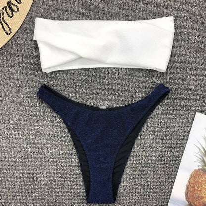 Lesklé dvoudílné bikiny bandeau